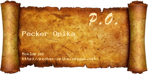 Pecker Opika névjegykártya